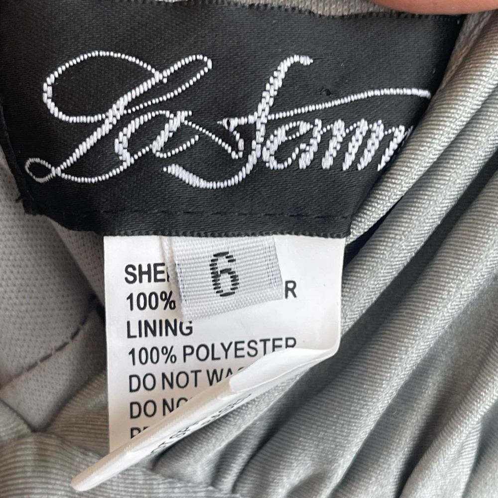 LA FEMME Women's Gray Plunge Neck A-Line Gown Size 6 NWT - Picture 9 of 10